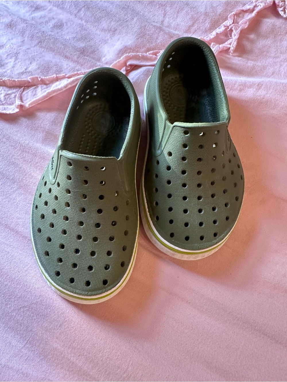 Kids Native Slip-On Perforated Casual Shoes in Olive Green